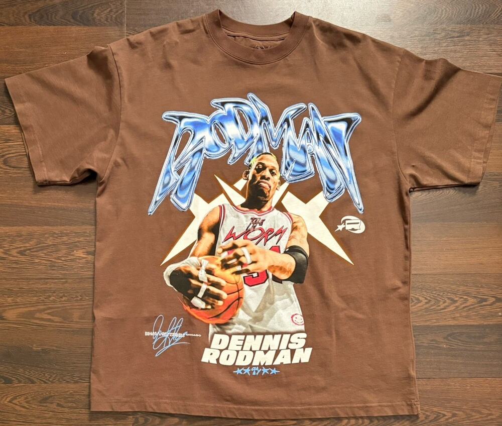 Dennis Rodman Apparel The Worm T-Shirt Mens Large Brown Graphic NBA